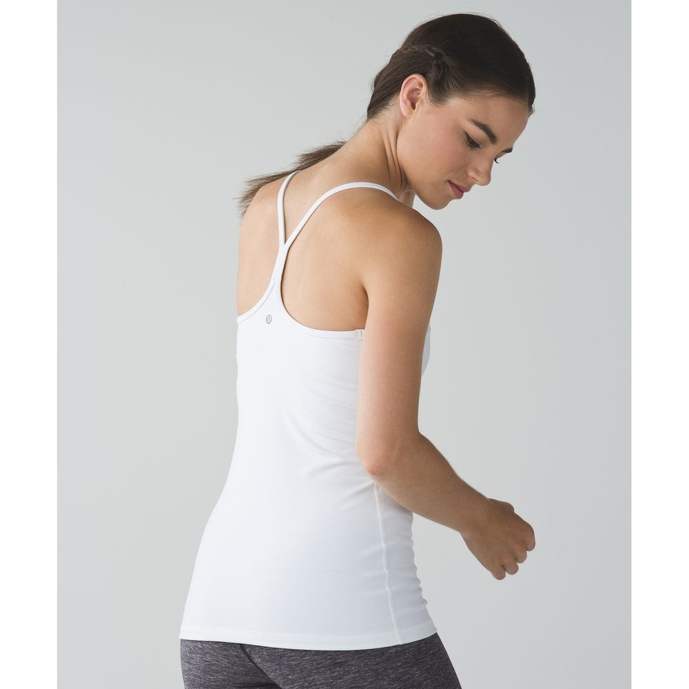 Lululemon Power Y Tank Top White Built In Shelf Bra Racerback Camisole Size 8